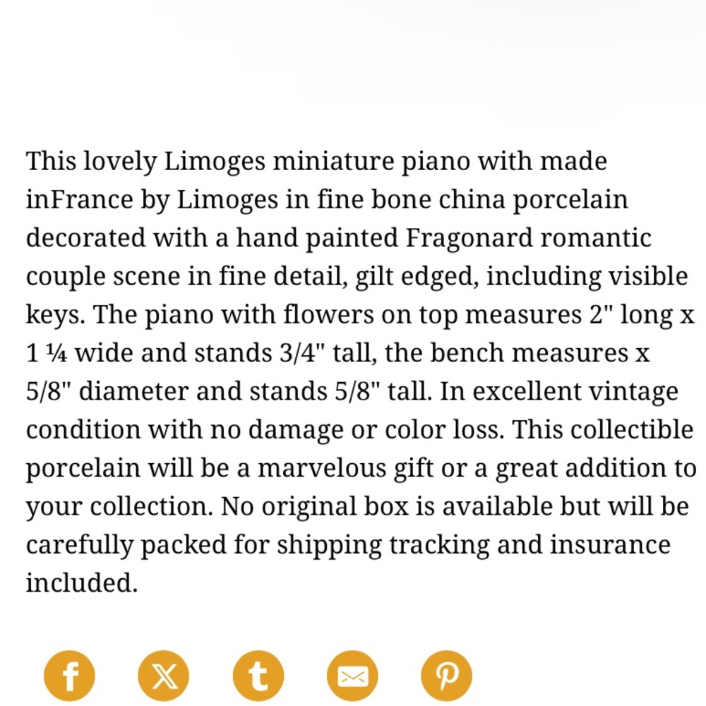 VTG Limoges France Hand Painted Porcelain Decorative Miniature Piano - Picture 13 of 14